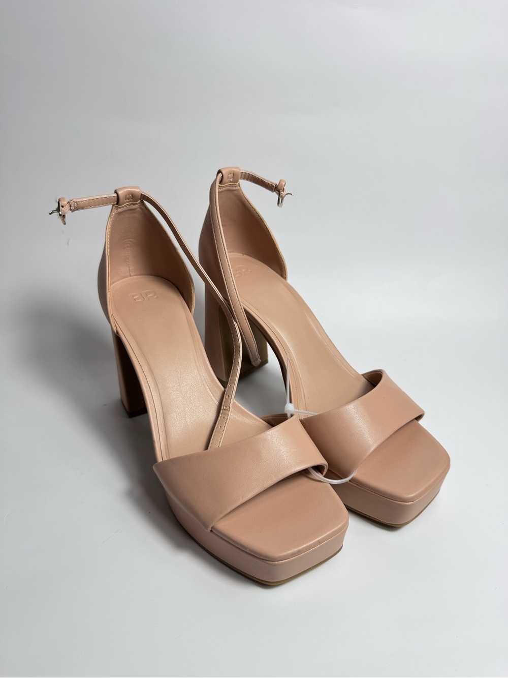 bp Blush Nude Platform Ankle-Strap Block Heels